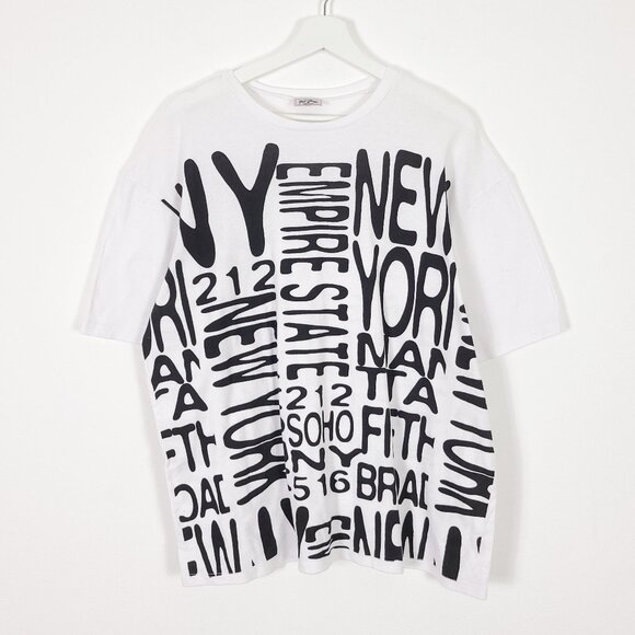 Vintage NYC New York City Allover Graphic Crew Neck T Shirt Made in USA - Picture 1 of 5
